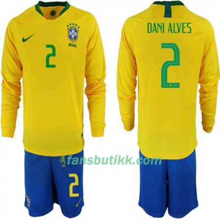 Fotball-VM 2018 Brasil drakt Dani Alves 2 Barn Hjemmetrøye Langermet